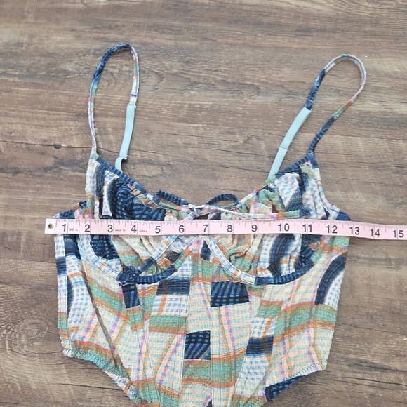 Urban Outfitters "Out From Under"  Patchwork Seersucker Bustier Size Medium - Picture 7 of 10